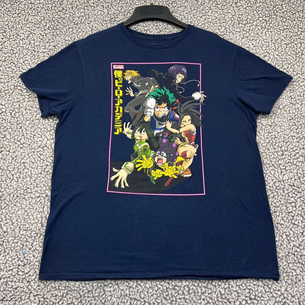 My Hero Academia Shirt Men Large Blue Short Sleeve Crew Neck Cotton L